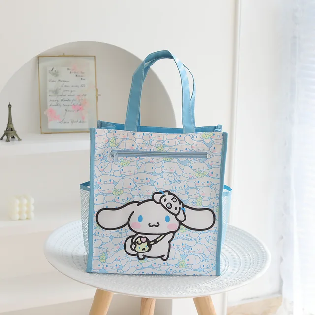 Anime Cinnamoroll Kuromi Melody Pochacco Print Kawaii Oxford Waterproof Handbag Children Portable Tutoring Bag Gifts For Kids