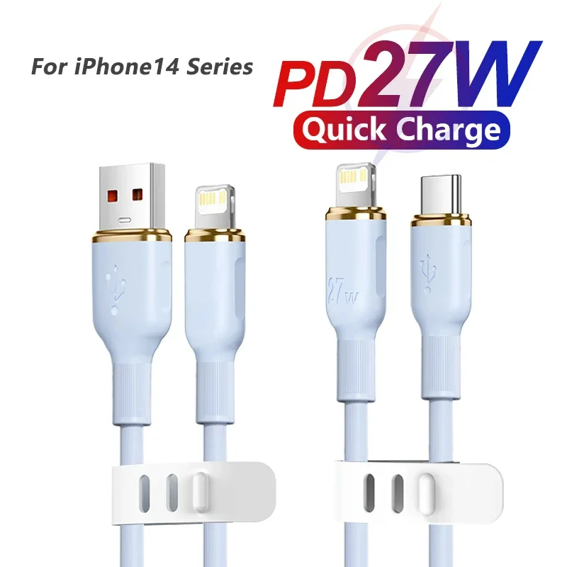 27 Вт PD USB жидкий силиконовый кабель для зарядки молнии для Apple iPhone 14 13 12 11 pro Max быстрое зарядное устройство X XR 7 8 plus кабель типа C