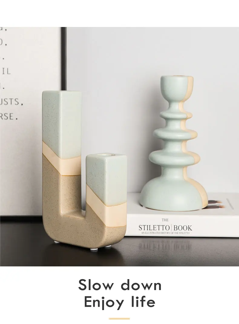 Vintage Multicolor Ceramic Candlestick