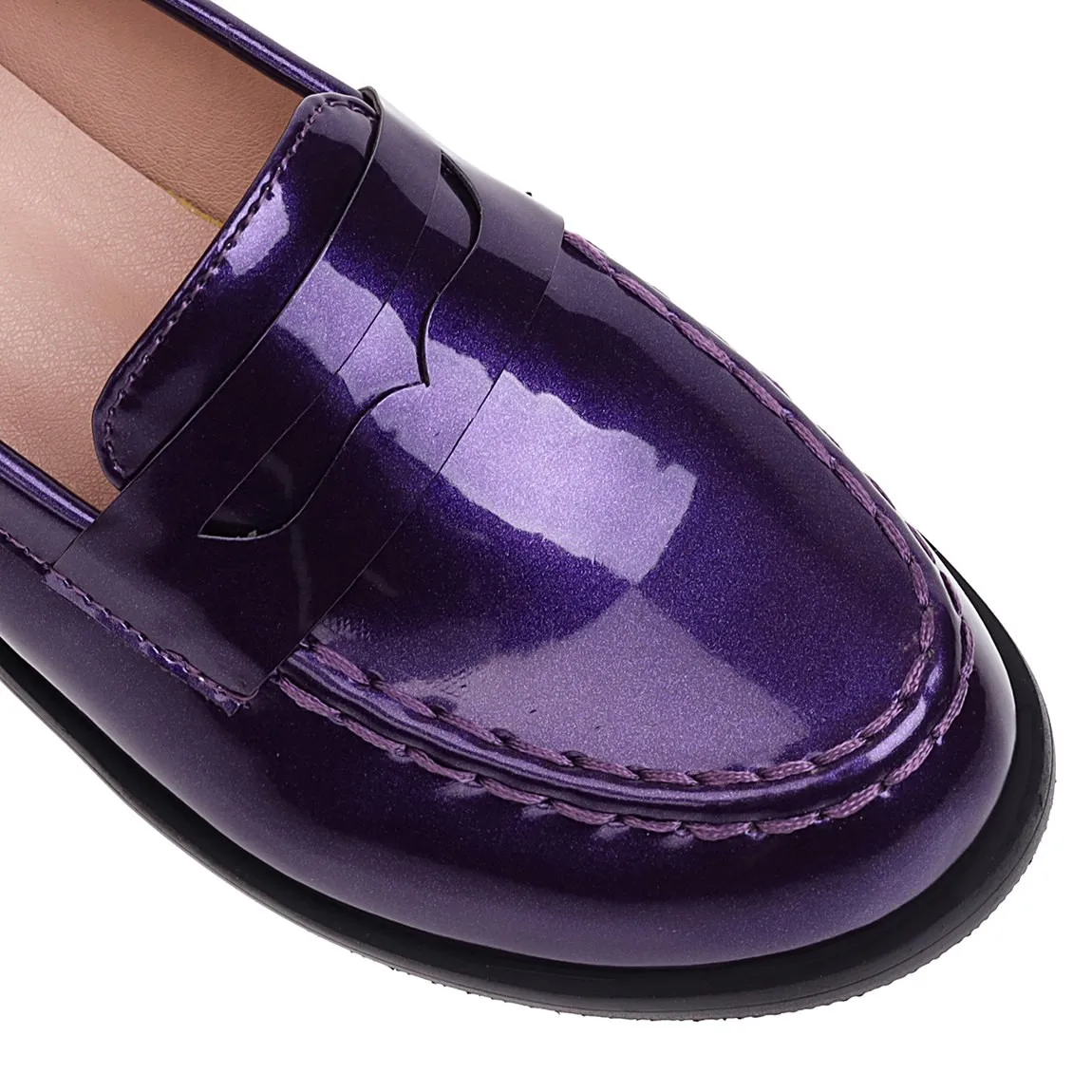 Spring Autumn New Women Low Heels Loafers Slip On Patent Leather Casual Daily Work Shoes Purple Black Yellow Plus Size 41 42 43 6