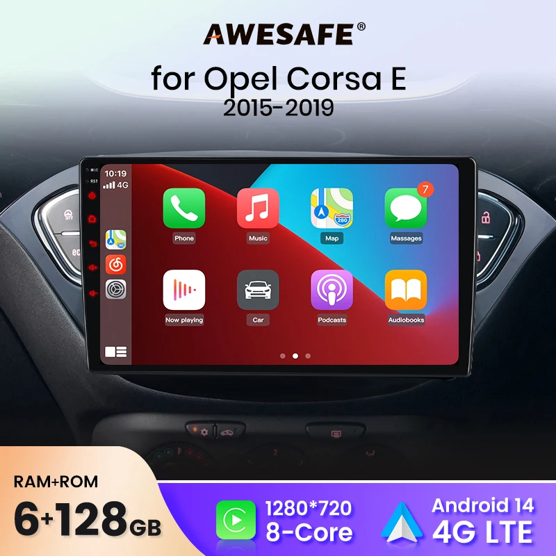 AWESAFE Wireless CarPlay Android Auto Car Radio Stereo For Opel Corsa E Car Intelligent Systems BT FM RDS Plug & Play SWC UK Shipped