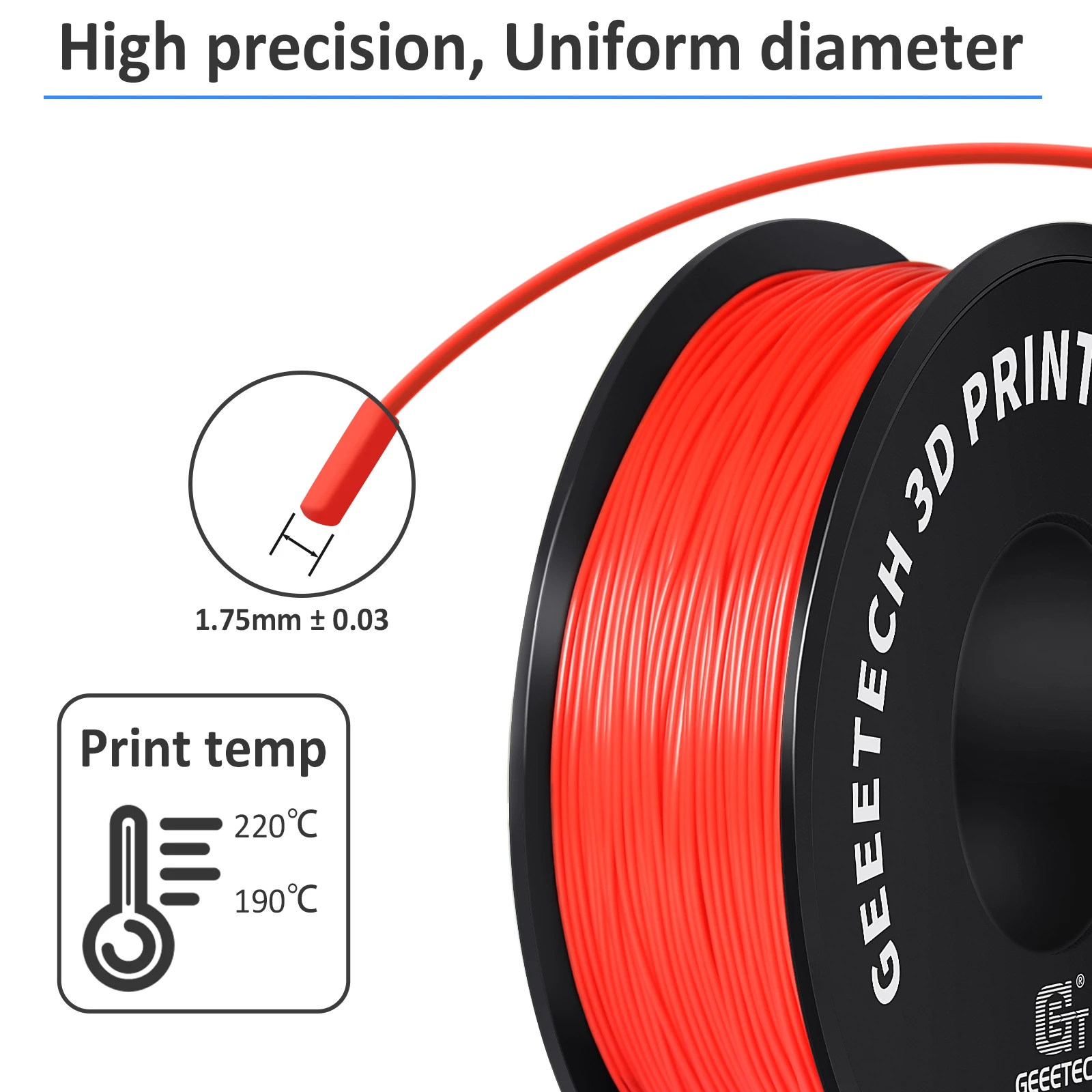 Нить для 3d-принтера Geeetech Pure PLA PETG Пластик 1,75 мм, 1 кг (2,2 ...