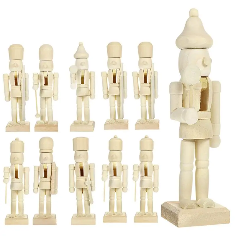 

12pcs Unfinished Nutcracker Wood Nutcracker Decor Nutcracker Decors Decorative Wooden Nutcracker DIY Decoration for Lover