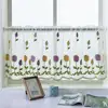 100*50cm Short Curtain 1 Sheet  Polyester Window Sheer Perforated Flower Embroidered Window Voile Curtain For Bay Window Kitchen 1