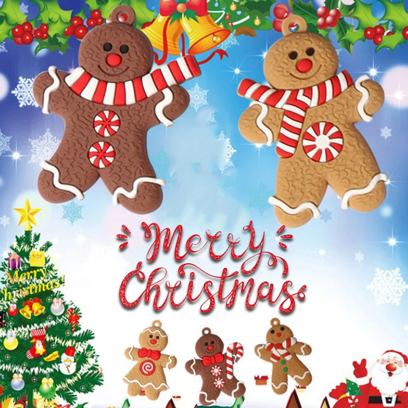 Gingerbread Man Ornaments 12Pcs For Christmas Tree Decorations Hanging Charms Figurine Holiday Pendant Decoration