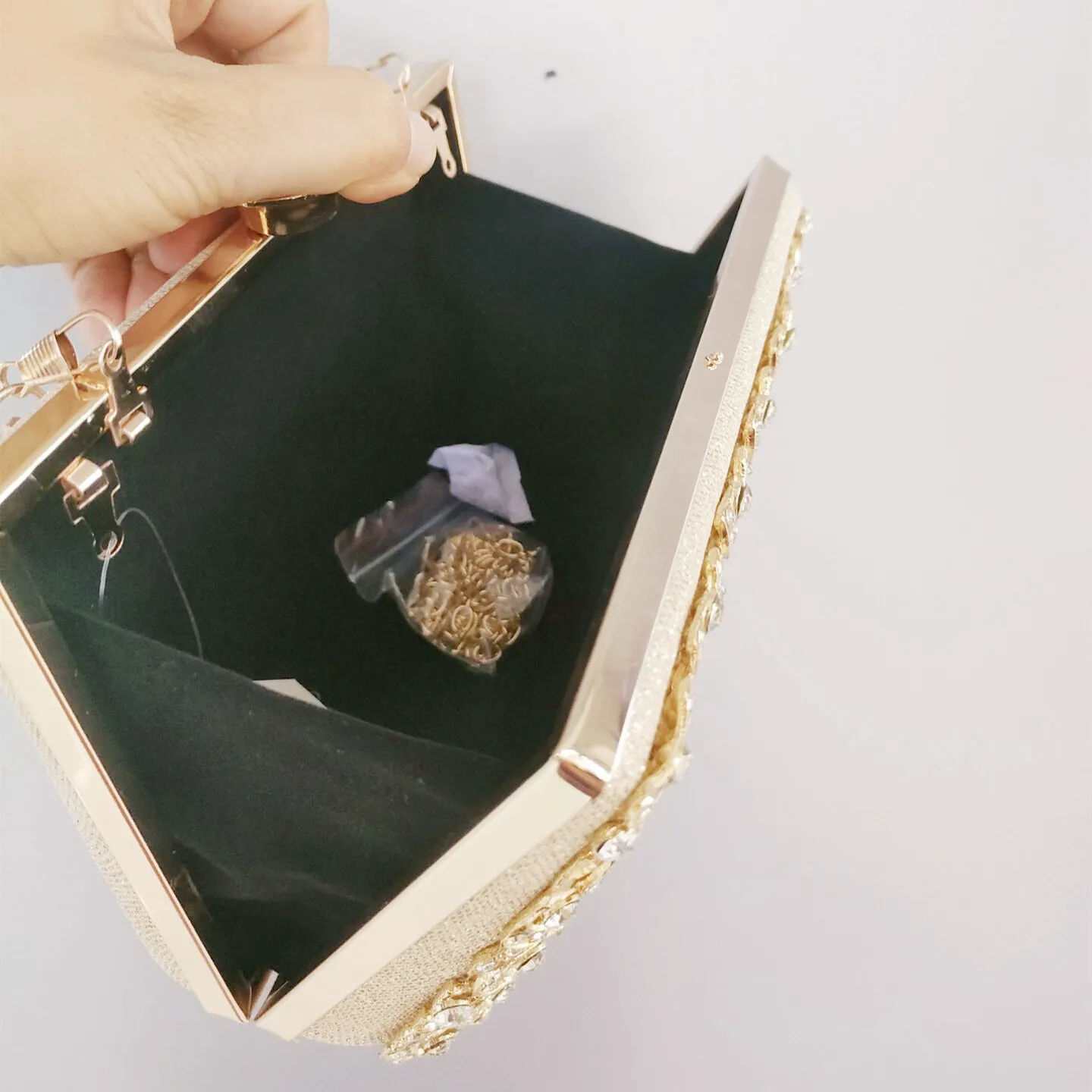 GD PEAFOWL Gold Box Bag  Ladies Banquet Purse Fashion Pochette Prom Evening bag Diamond Women Clutch Bag Crystal Party Handbag