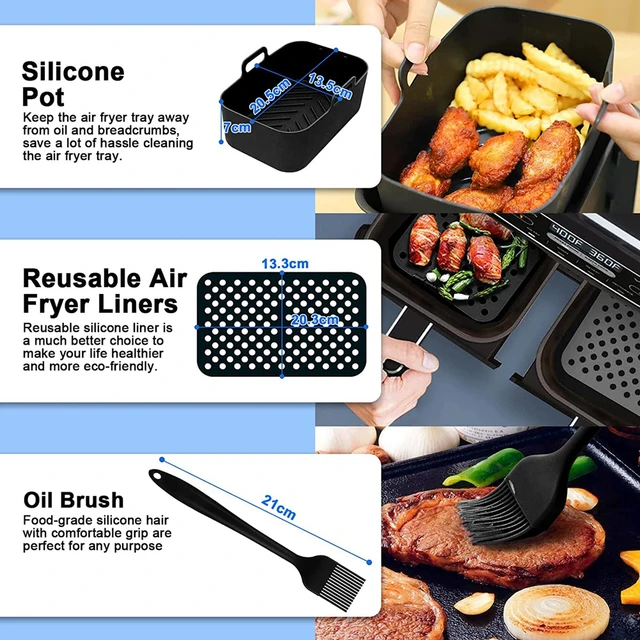 2 Pcs Silicone Air Fryer Liners 8 qt with tongs, Air Fryer Liners, Airfryer  Liners, Fry Away, Silicone Air Fryer Liners, Air Fryer Silicone Liners