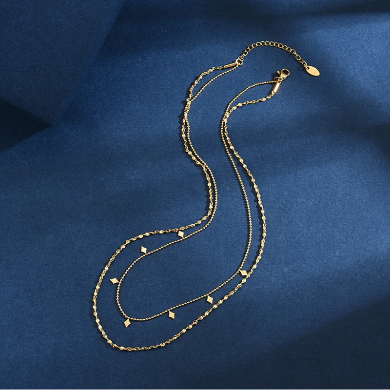 Summer New Double Layered Stainless Steel Necklaces for Women European and American Fashion Choker Luxury Design Jewelry Gift - Image 2