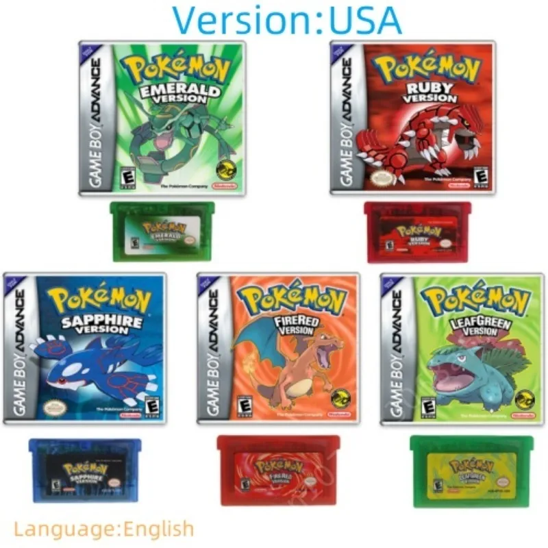 

Pokemon GBA Game Card English Version Emerald Sapphire Series GB Ruby Firered Video Cartridge Console 32 Bit Card For Gameboy