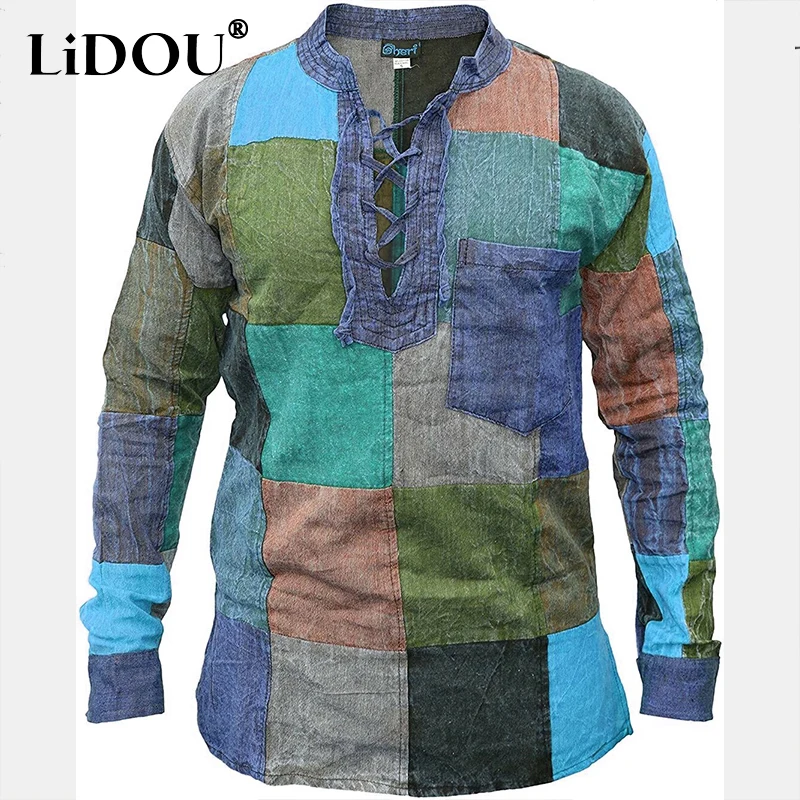 2023 New Korean Fashion Shirts for Men Loose Casual Sports Chic Vintage Contrasting Colors Y2k Creative Hipster Clothes Top