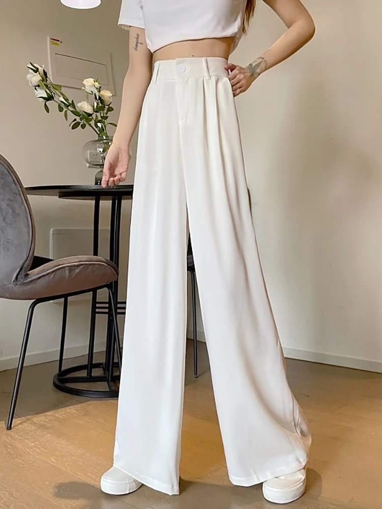 Office Suit Pants Autumn 2024 New High Waisted Slimming Thin Black Wide Leg Casual Pants Loose Pants For Women