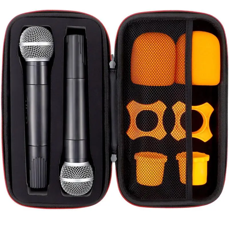 1pc Wireless Microphone Case EVA Mic Storage Bag Hard Carrying Pouch Dual Handheld Two Cases Filter Accessories Cable Organizer