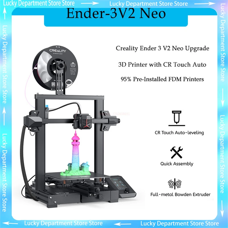 

Creality Ender 3 V2 Neo Upgrade 3D Printer with CR Touch Auto Leveling Kit Full-Metal Extruder 95% Pre-Installed FDM Printers