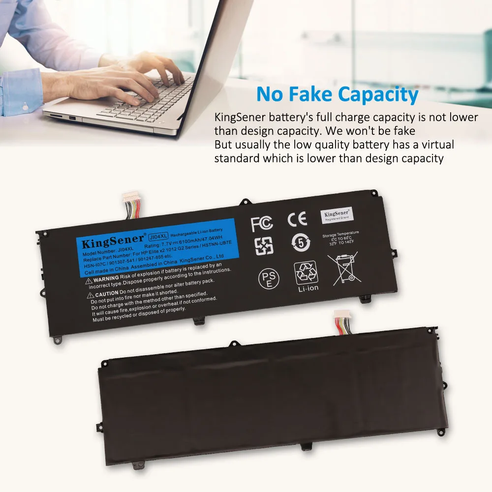 Bateria do Portátil Kingsener para hp Elite x2 Ji04xl 901247855 901307541 Hstnn-i07c Hstnn-ub7e J104xl 7.7v 6110mah 6110mah - Imagem 3