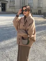 HH femmes automne hiver veste courte ample revers manches longues poche simple boutonnage décoration veste décontractée femme haut rigide 3