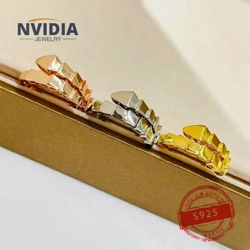 

2024 Fashion Hot Selling Brand Jewelry BV Customized S925 Silver Luxury Snake Bone Women's Ring Birthday Party Gift