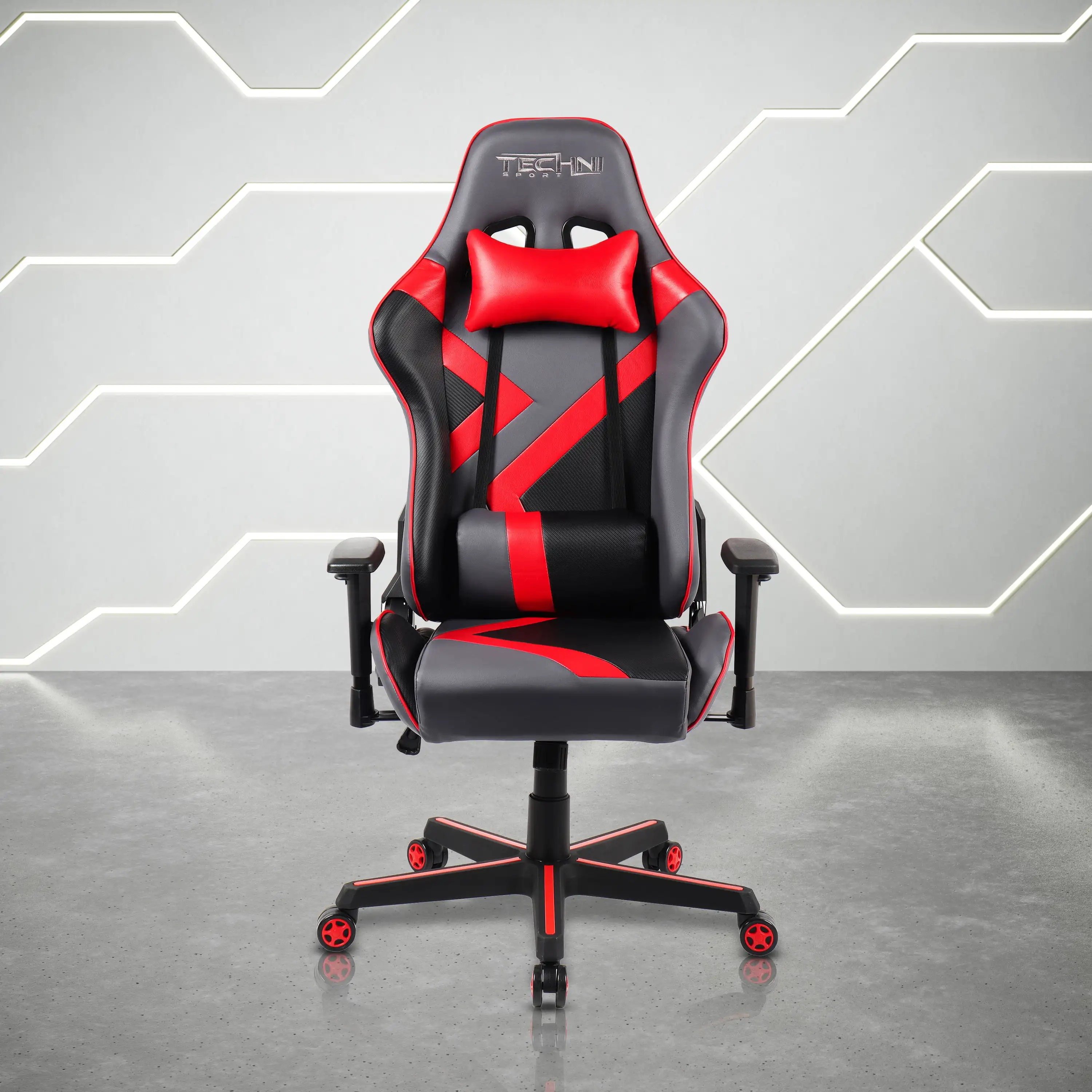TechniSportTS70OfficePCGamingChairwithMemoryFoamSeatRed