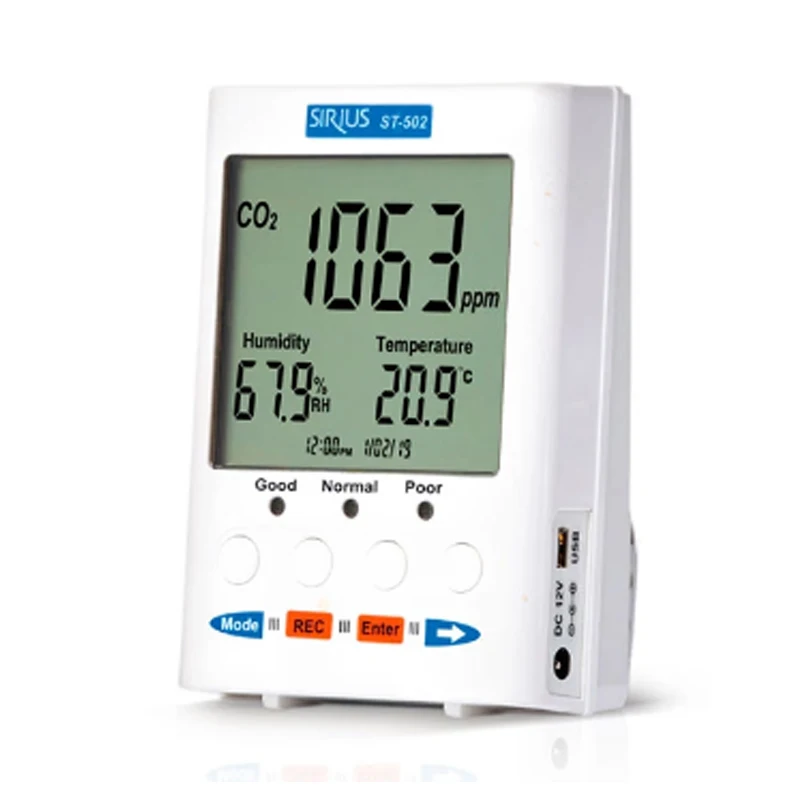 TENMARS ST-502 ST502 Desktop Indoor Air Quality (IAQ) Monitor Carbon Dioxide Monitor