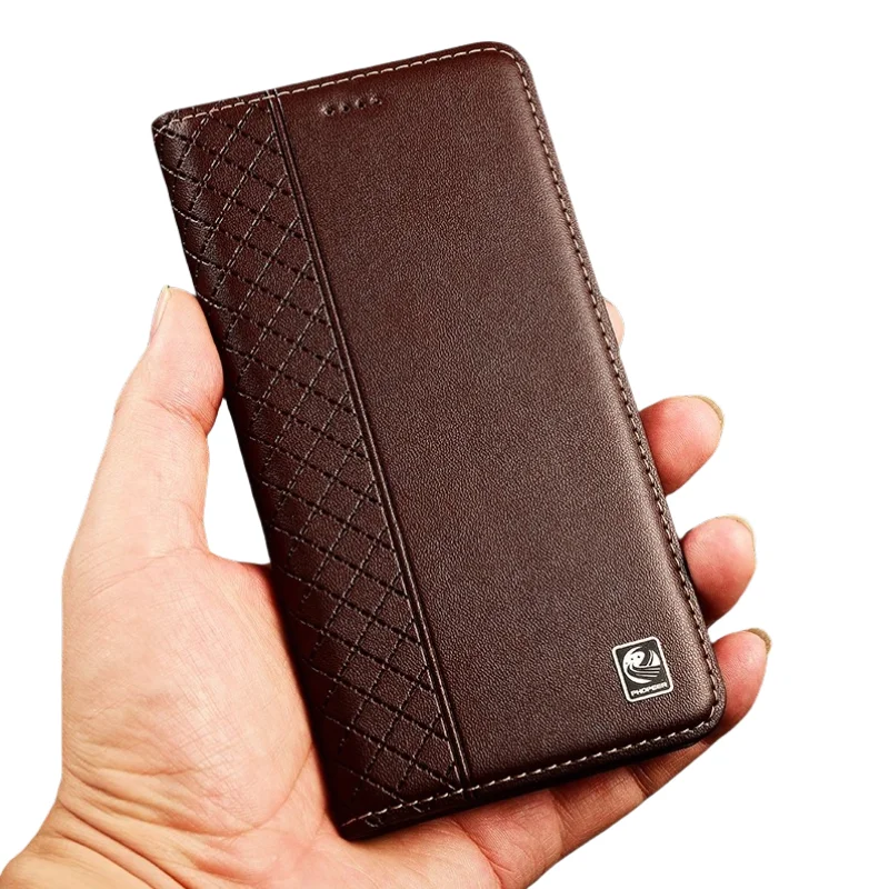Napa Grid Genuine Leather Phone Case Cover
