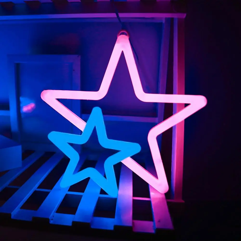 

Neon Lights Romantic Led Neon Sign for Bedroom Home Decor Heart Star Shaped Lights for Valentine's Day Birthday for Bedroom
