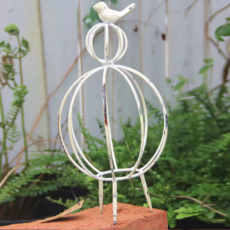 

Metal Vintage White Garden Grocery Bird Climbing Pergola Flowerpot Decoration