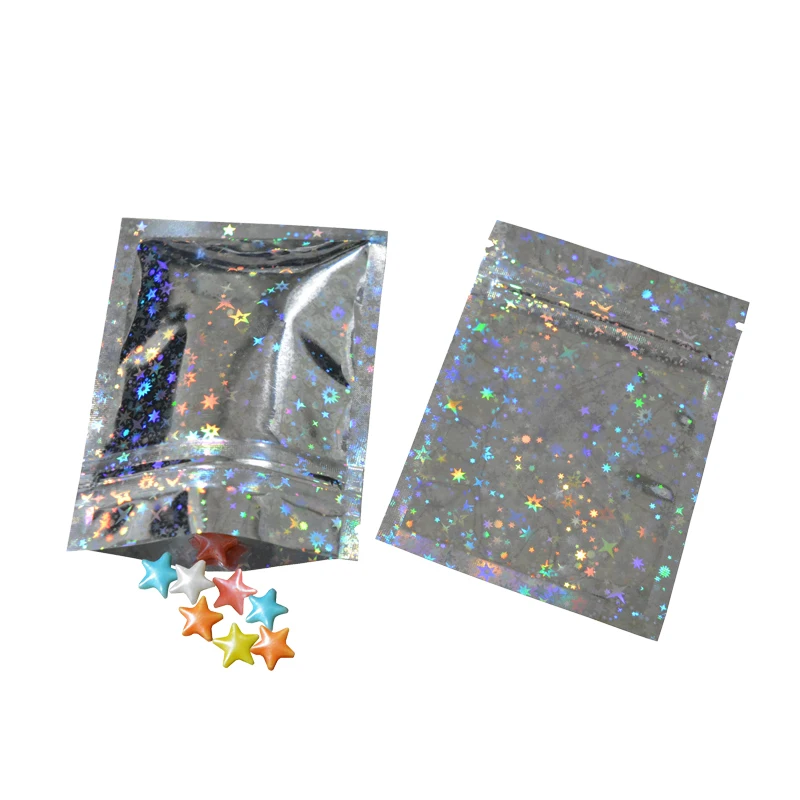 100 Pcs Glitter Heat Seal Aluminum Foil Ziplock Bags Flat Zip Lock Retail Package Bag Plastic  Foil Zip Bags Free Shipping 4