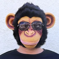 Милая маска обезьяны с большими ушками гориллы, забавные животные, Хэллоуин, маскарад, косплей, вечеринка, экологически чистая латексная маска на все лицо — изображение 2