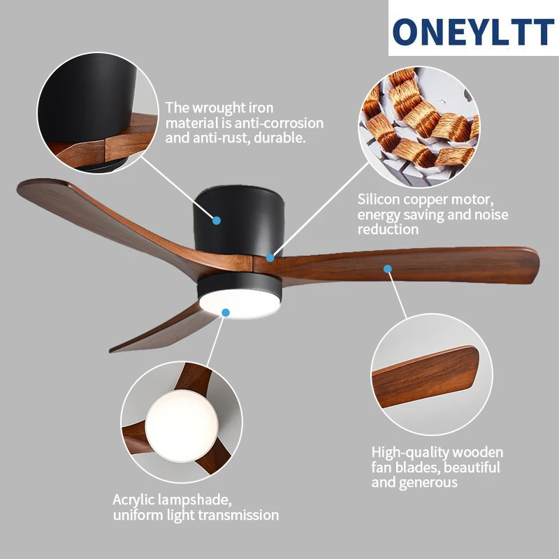 Low Profile Ceiling Fan With Lights 3 Carved Wood Fan Blades Noiseless Reversible Motor Remote Control Flush Mount ceiling fan led ceiling fan lights led fan light