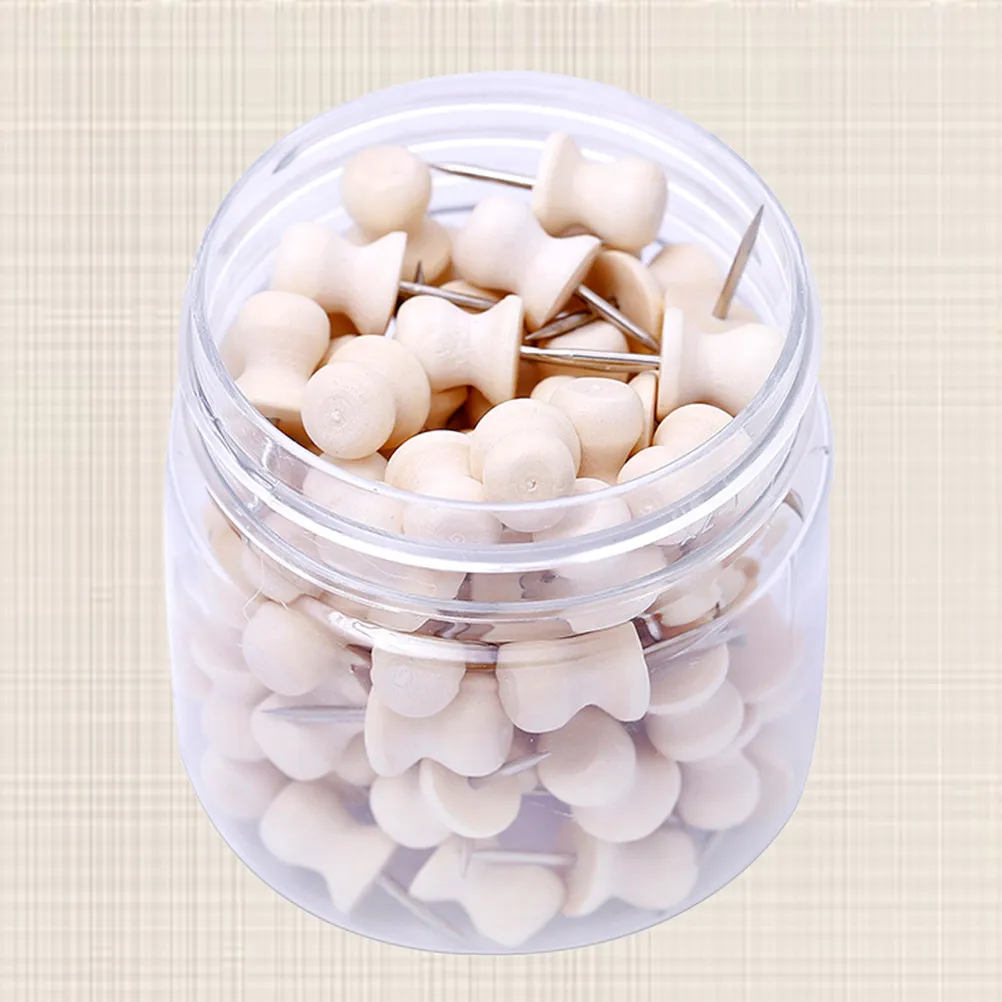 100개 나무 푸시핀 써머핀 코르크보드 게시판 사무실 학교 장 지도 표시 사진 포스터 걸이용 DIY