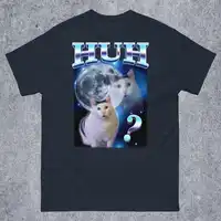 HUH Funny Dank Cat Meme Tee Shirt Gift for Woman and Man Ugly Shirts Unhinged T-shirt Goofy Ahh Cats Clothes Stupid Silly tshirt 2