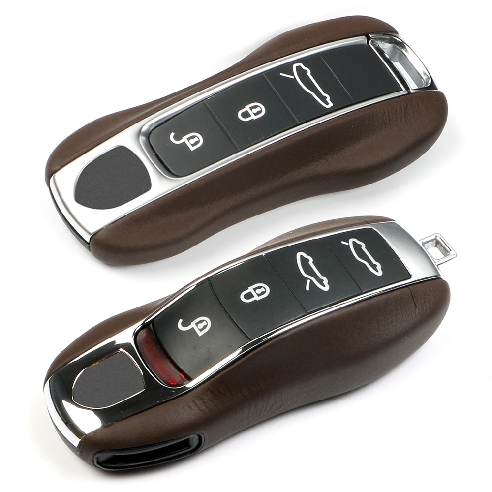 Leather Car Key Case For Cayenne For Porsche Panamera Cayman Macan Boxster 911 9ya 971 Shell Protection Remote Car Key Cover