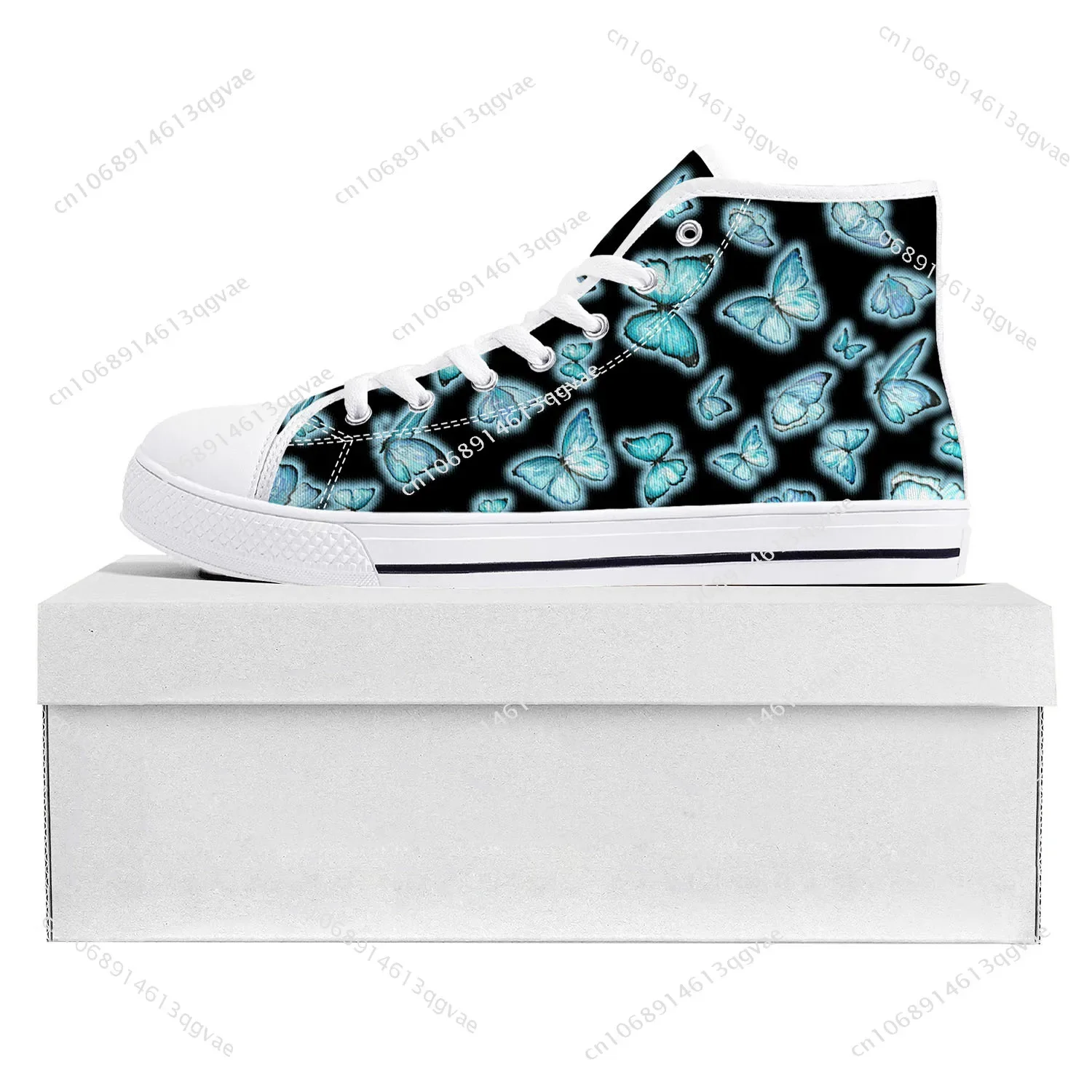 Butterfly Prints High Top High Quality Sneakers Mens Womens Teenager Canvas Sneaker Casual Couple Shoes Custom Made Shoe White