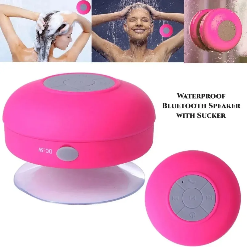 Water-Resistant Portable Bluetooth Shower Speaker with Suction Cup and Rechargeable Battery