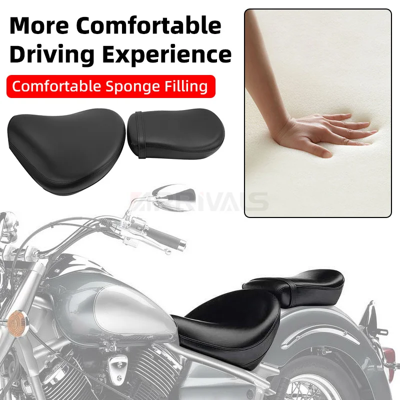 Motorcycle Seat Set For Yamaha V-Star 1100 Classic (1999-2011) - PU Leather, Waterproof - Driver & Passenger Seats