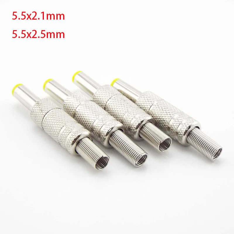 Silver Metal DC Male female Power supply DC099 socket Plug Jack Connector 5.5x2.1mm 5.5mm x 2.5mm Yellow Head 5.5*2.1 5.5*2.5mm wire connector wire connector terminals electrical connectors cable connector electrical connector dc connectors power plug power jack connector power plugs usb plug socket connector