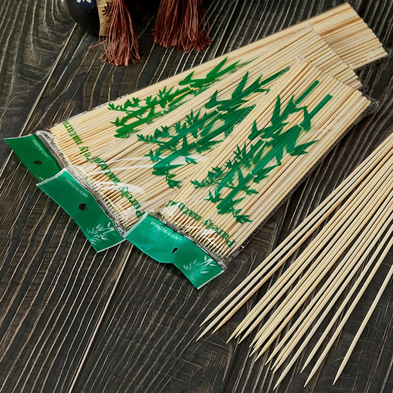 천연 대나무 꼬치 스틱, 튼튼한 바베큐 목재 파티 뷔페 음식, DIY 파티 도구 액세서리, 15cm, 20cm, 25cm, 30cm, 100pcs