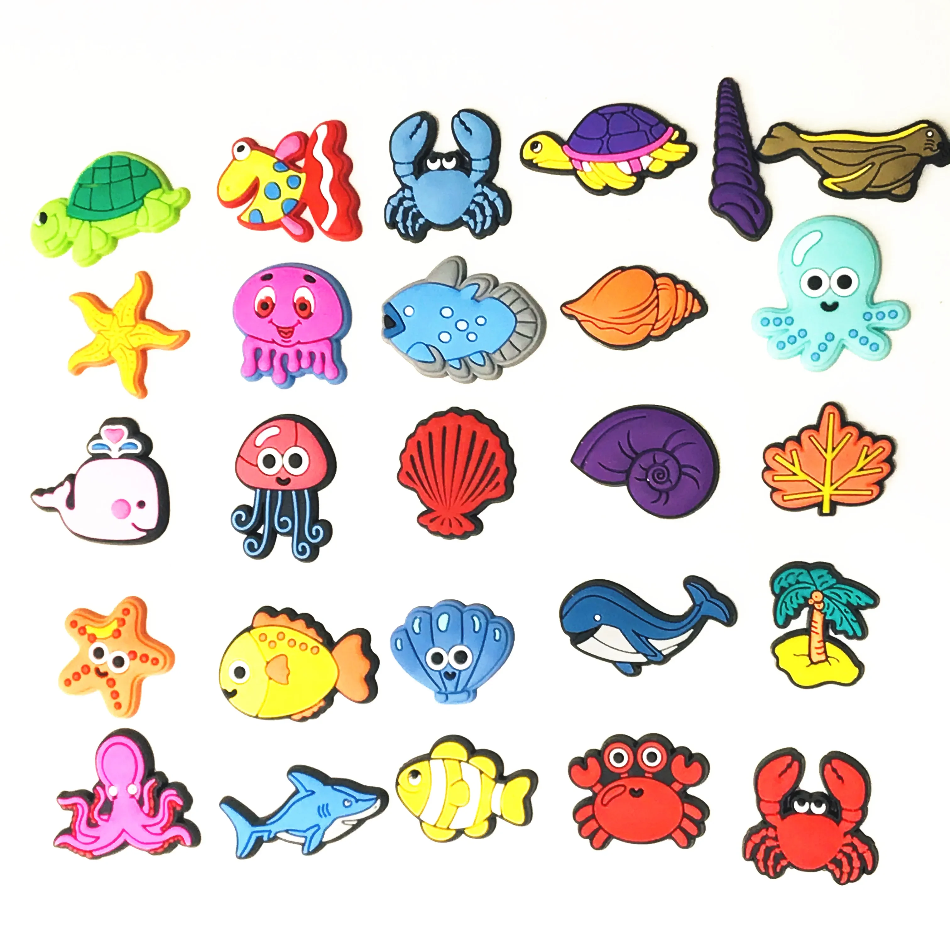 1Pcs Meerestiere Schildkröte Muschel Krabbe Nette Fisch PVC Schuh Charms Zubehör Kinder Schuh Schnalle Dekorationen Rucksack Ormamente – Detail 1