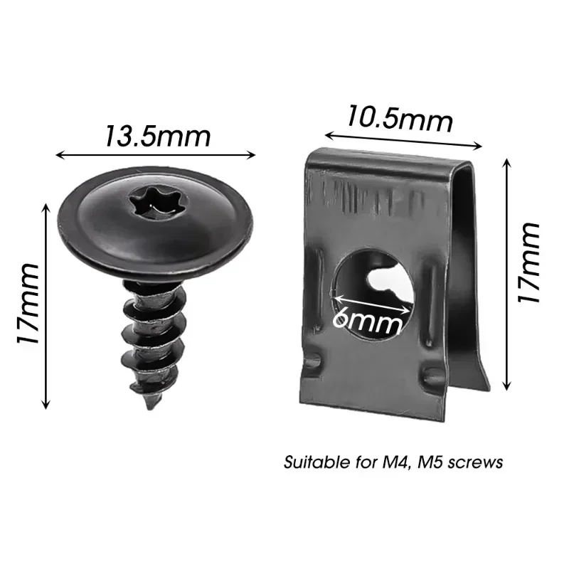 Auto Fasteners Self-tapping Screw Car Metal U-shaped Spacers Kit Auto Motorcycle Modification Accessories