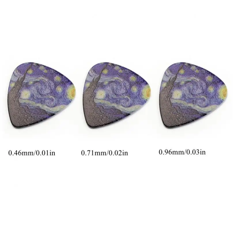 3pcs/lot Acoustic Electric Guitar Paddle 0.46mm 0.71mm 0.96mm Starry Sky Celluloid Guitar Picks with Box