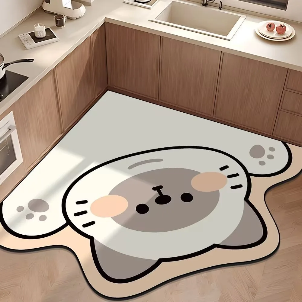 Floor Mat VIKAMA Cartoon Cute Animal Diatom Mud Door Mat Bathroom Mat Toilet Absorbent Non-Slip Quick Dry Floor Home Decoration