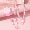 Children's New Cartoon Unicorn Snap Watch + Cute Rainbow Beaded Crown Jewelry Set 5