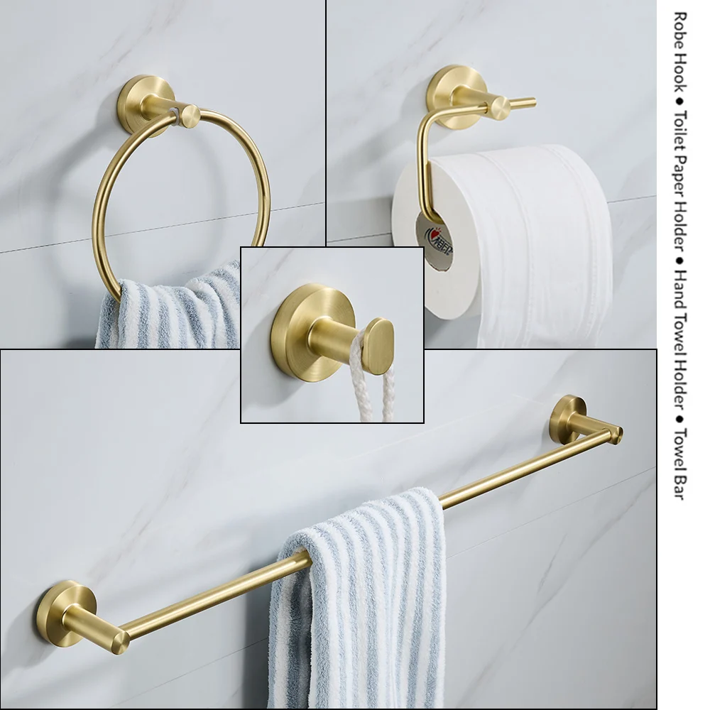 Wall Mount Shelf Toilet Bath Hardware Paper Holder Towel Bar Rack Robe Hook Hanger Bathroom Storage Accessories