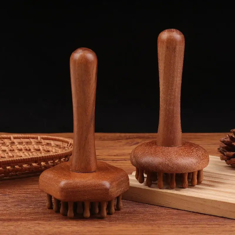 Portable Sandalwood Gua Sha Massage Tool Head Neck Leg Body Meridian Massager Lymphatic Muscle Relief Pain Deep Tissue Massage