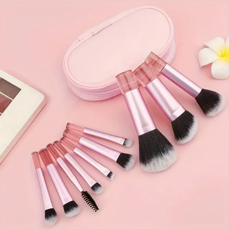10pcs Mini Makeup Brushes Set for Foundation Eyeshadow Blush Powder Concealer and Blending Tools Professional Makeup Application 4
