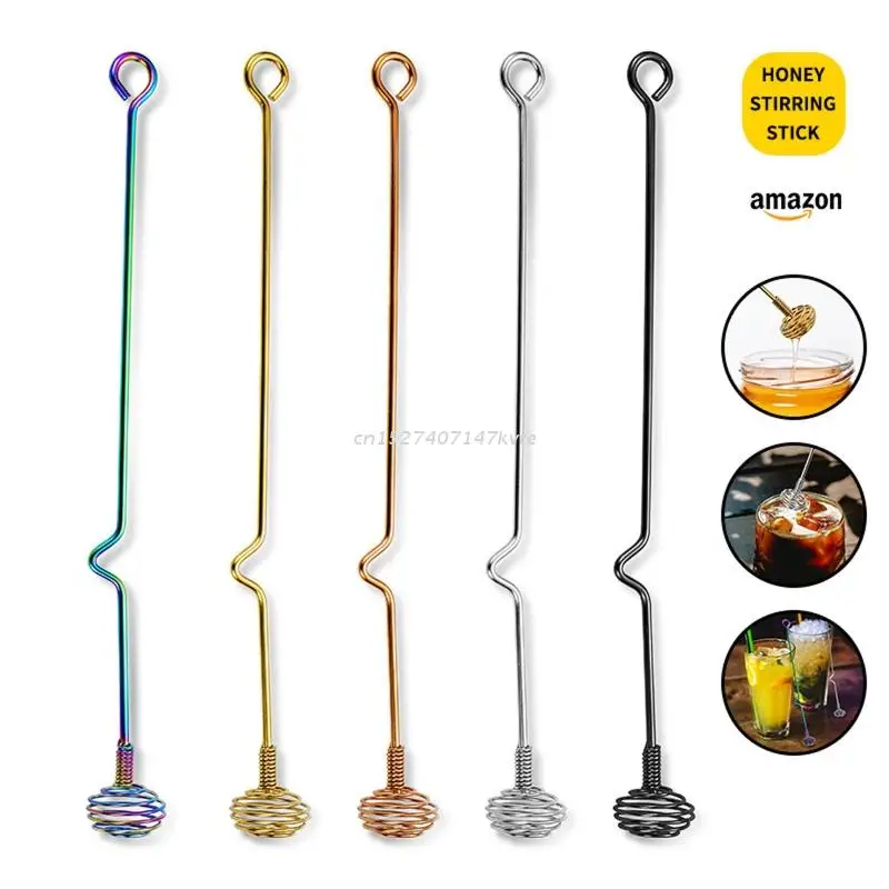 Stainless Steel Honey Stirrer Honey Dipper Stick Server Stirrer Syrup Spoon Wand for Pot Jar Container honey stirrer