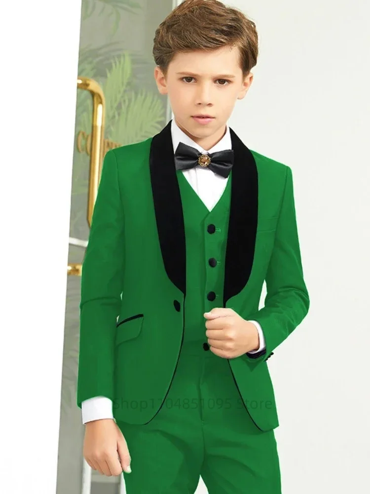 Pink Boys' Suit for 2-18 Years Old Suit 3 Pcs Suit Set Formal Child Wedding Tuxedo Pants Vest Jackets Party Prom Stage Costumes