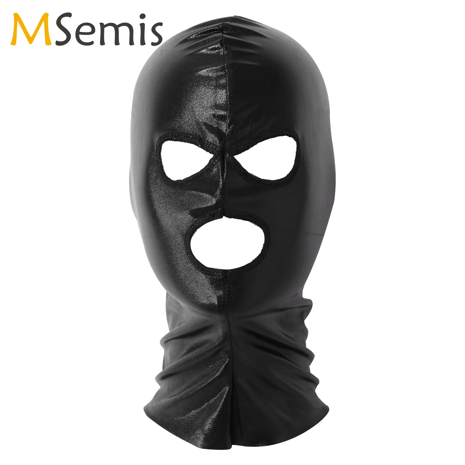 

Unisex Latex Head Mask Shiny Metallic Open Eye Mouth Cosplay Deadpools Headgear Hood Balaclava Men Women Roleplay Full Face Mask
