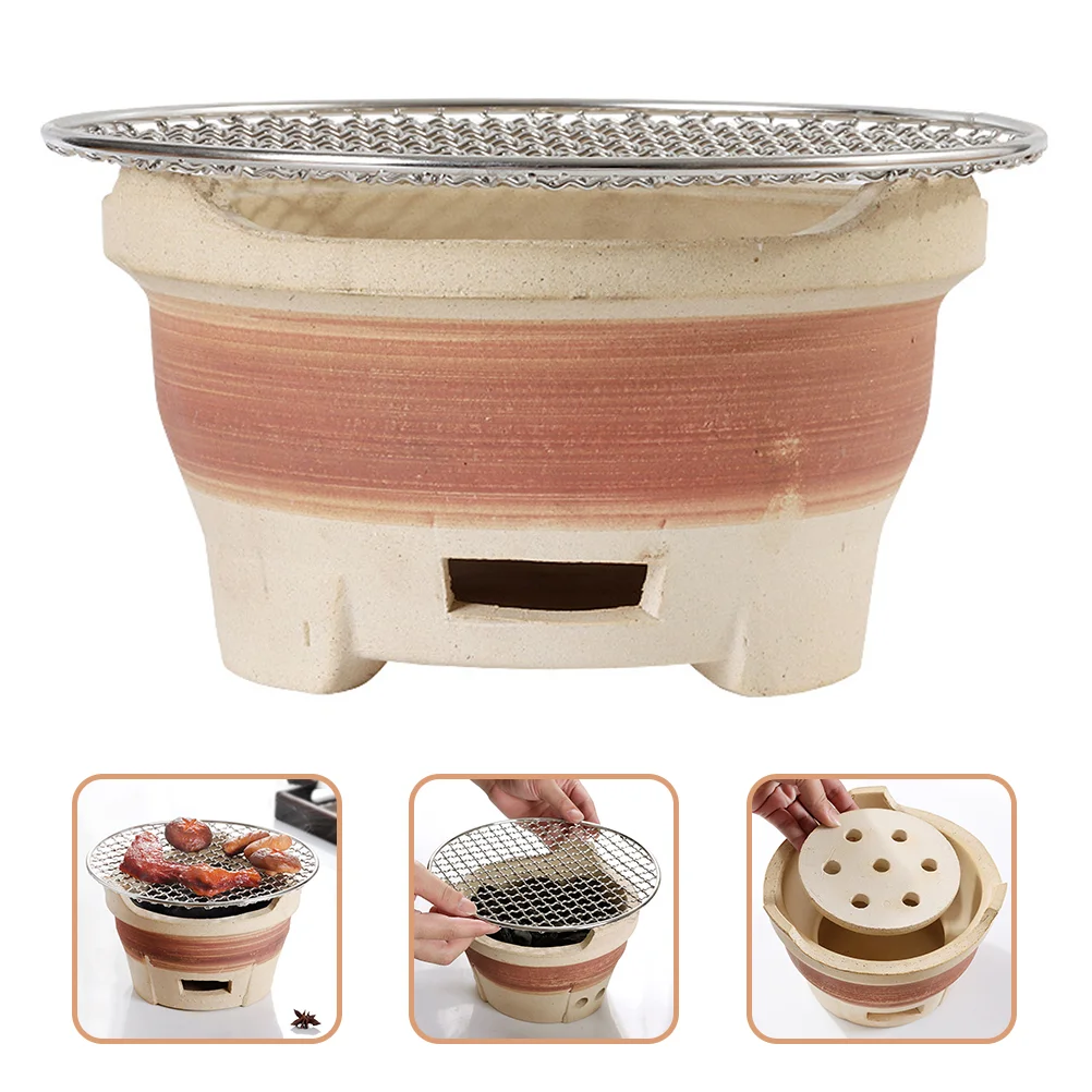

Grill Charcoal Stove Bbq Barbecue Rack Portable Burner Tabletop Clay Steamer Chimney Starter Pottery Campfire Wire Hibachi