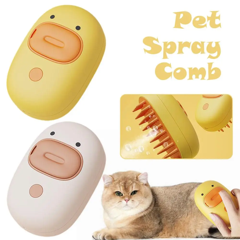 

1PCS Pet Spray Brush Pet Hair Brush Cleaning Steam For Cats And Dog Silicone Duck Cat Shedding Grooming Brush O1S8