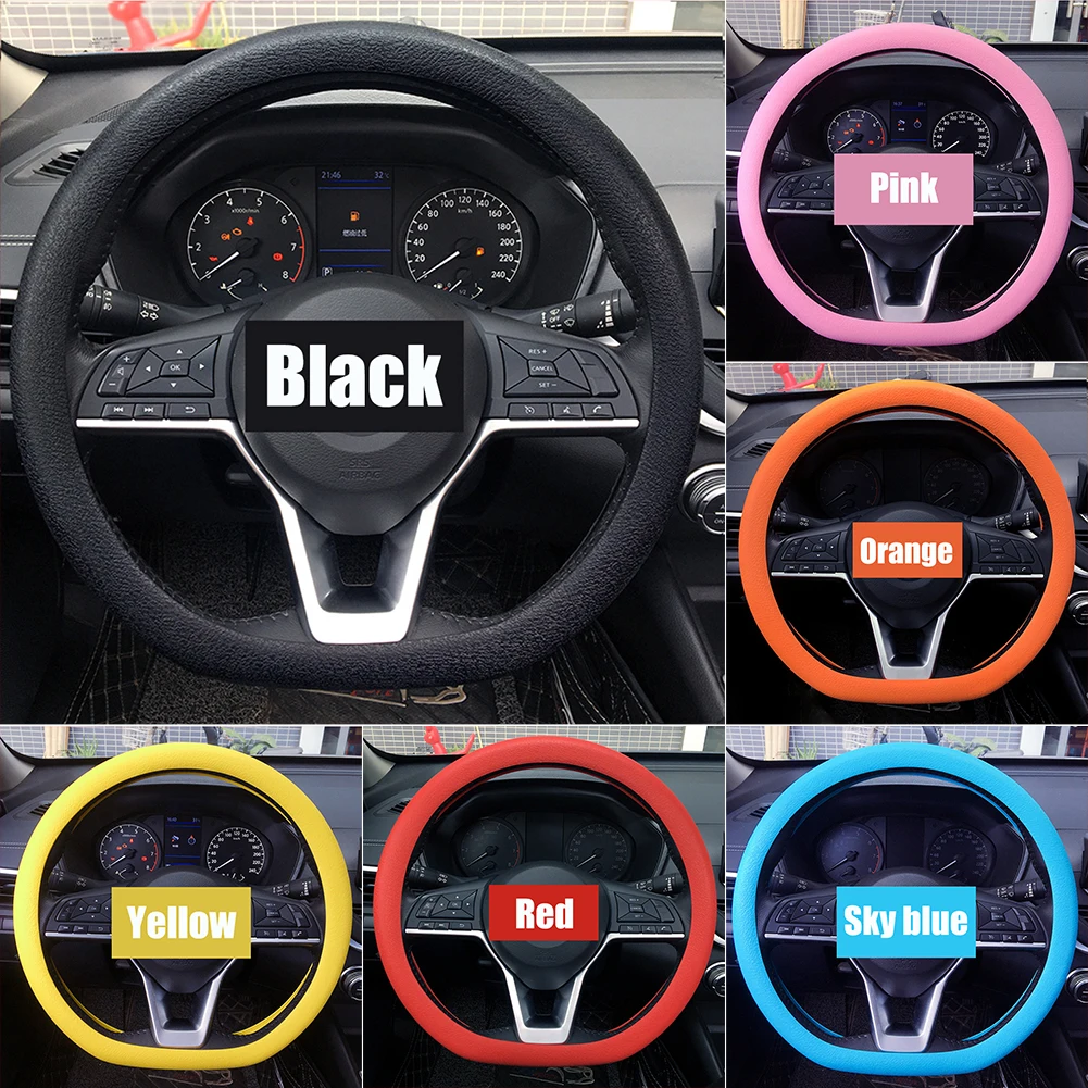 Universal Car Silicone Steering Wheel Cover Elastic Non-Slip For 36-40cm Steering Wheel Car Decor Accessories